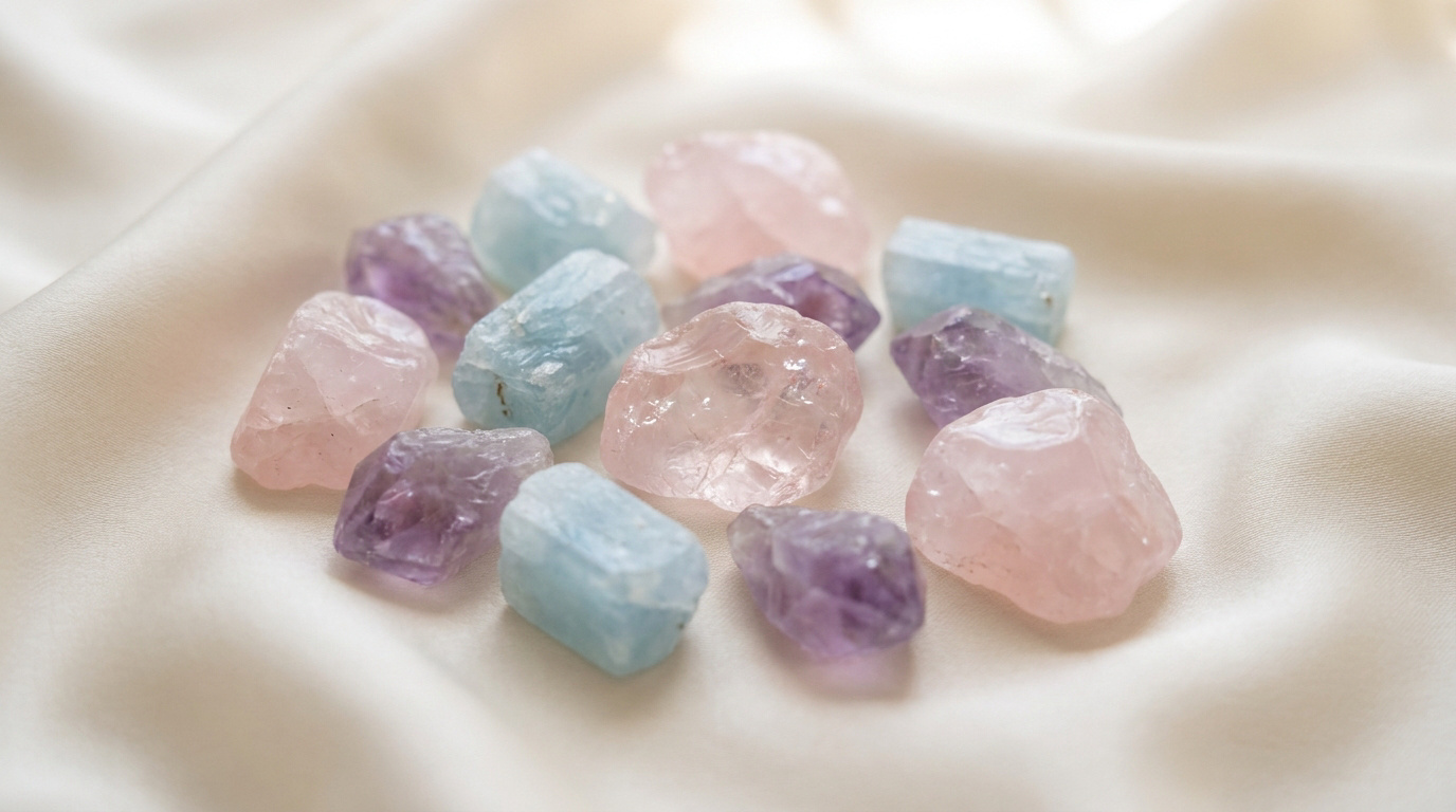 Pierres pastel en bijoux : quartz rose, aigue-marine et kunzite